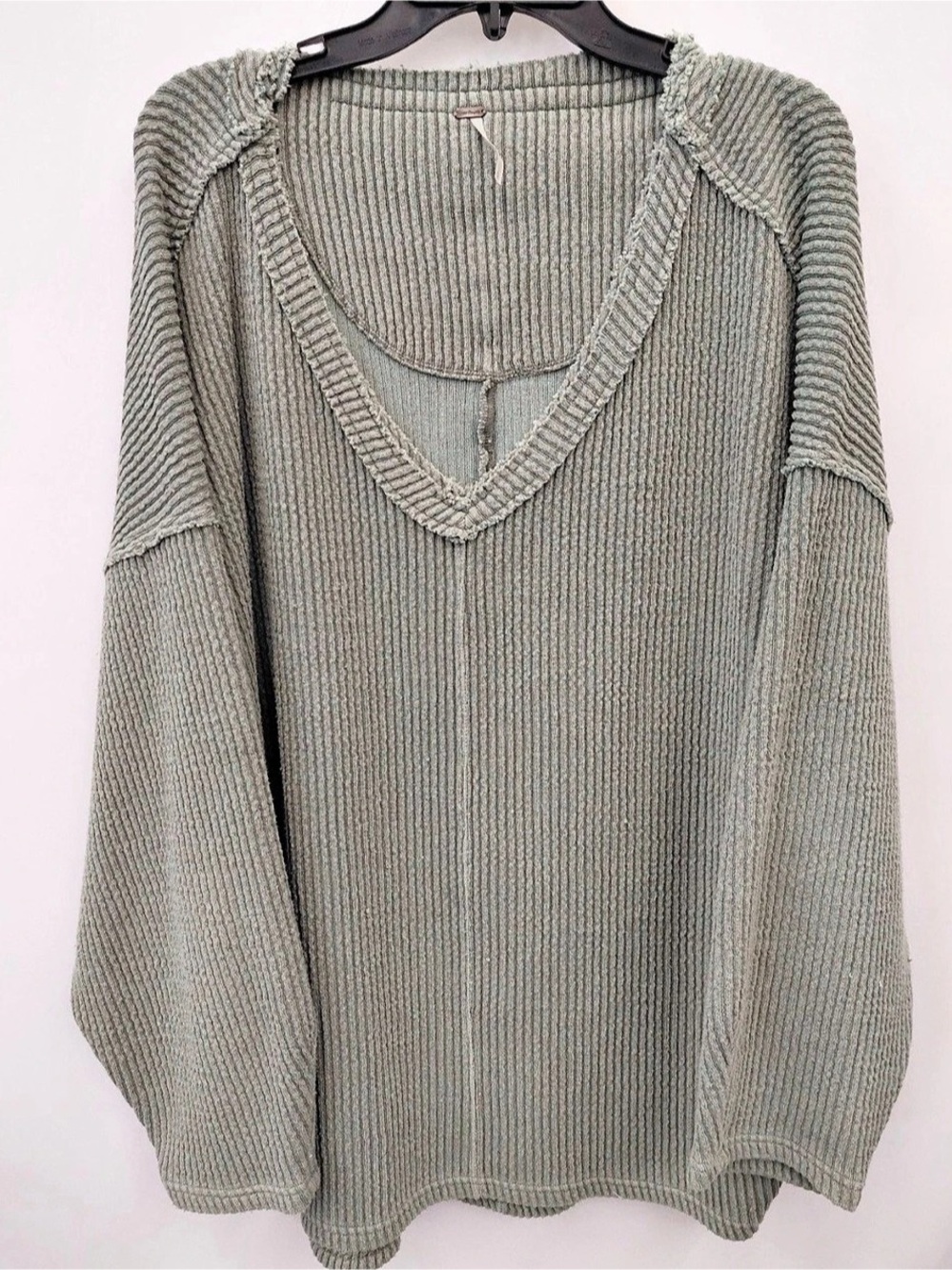 Free People Ottoman Slouchy Tunic Gray V-Neck Sweater Large